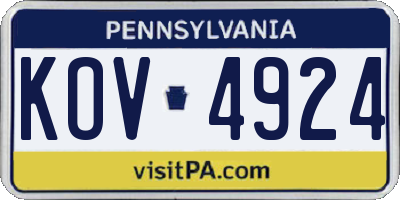 PA license plate KOV4924
