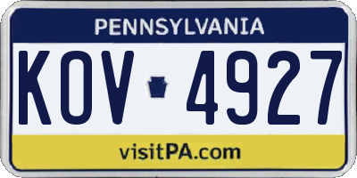 PA license plate KOV4927