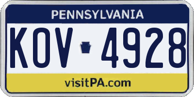PA license plate KOV4928