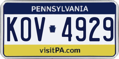 PA license plate KOV4929