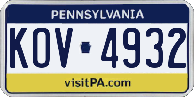PA license plate KOV4932