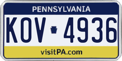 PA license plate KOV4936
