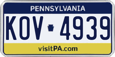 PA license plate KOV4939