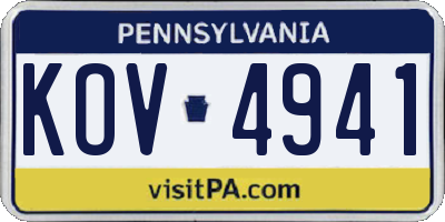 PA license plate KOV4941
