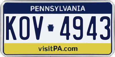PA license plate KOV4943