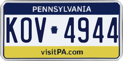 PA license plate KOV4944