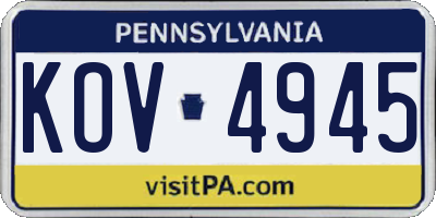 PA license plate KOV4945