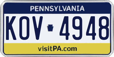 PA license plate KOV4948