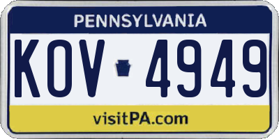 PA license plate KOV4949