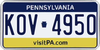 PA license plate KOV4950