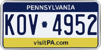 PA license plate KOV4952