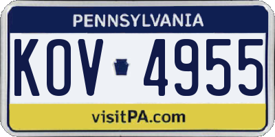 PA license plate KOV4955