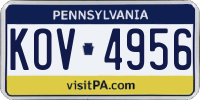 PA license plate KOV4956