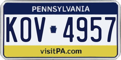 PA license plate KOV4957