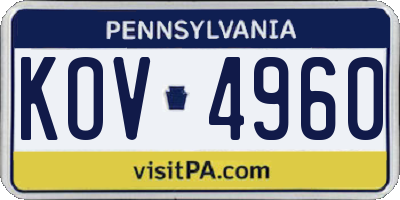 PA license plate KOV4960