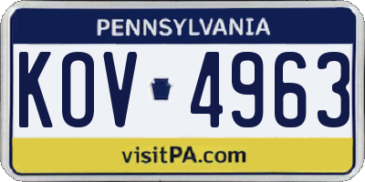 PA license plate KOV4963