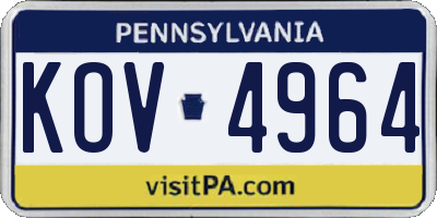PA license plate KOV4964