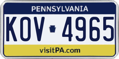 PA license plate KOV4965