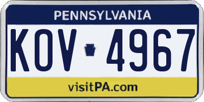 PA license plate KOV4967