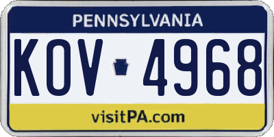 PA license plate KOV4968