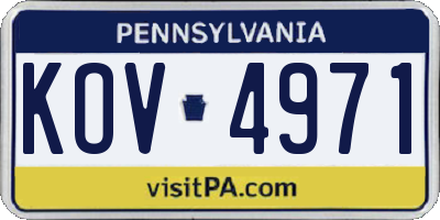 PA license plate KOV4971
