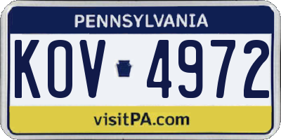 PA license plate KOV4972