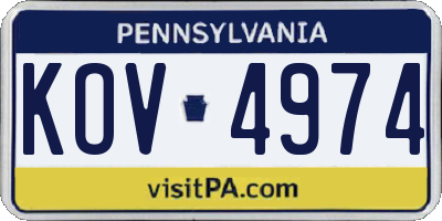 PA license plate KOV4974