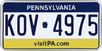 PA license plate KOV4975