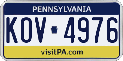 PA license plate KOV4976