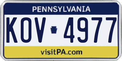 PA license plate KOV4977