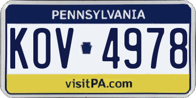 PA license plate KOV4978