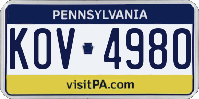 PA license plate KOV4980
