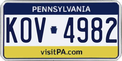 PA license plate KOV4982