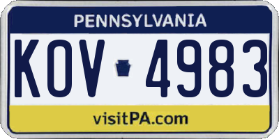 PA license plate KOV4983