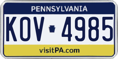 PA license plate KOV4985