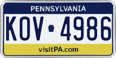 PA license plate KOV4986