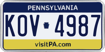 PA license plate KOV4987