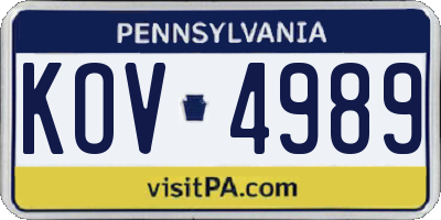 PA license plate KOV4989