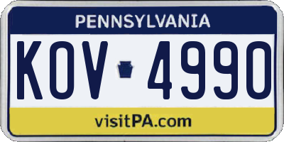 PA license plate KOV4990