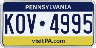 PA license plate KOV4995