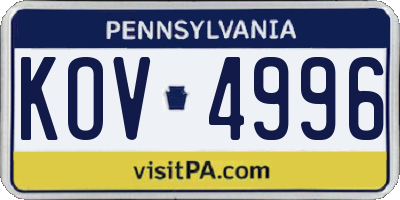 PA license plate KOV4996
