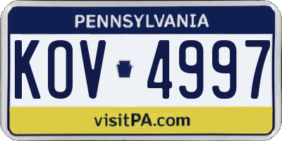 PA license plate KOV4997