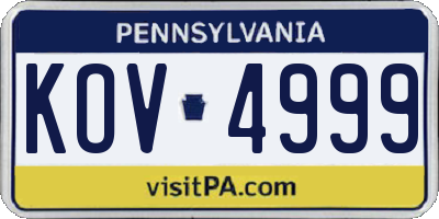 PA license plate KOV4999