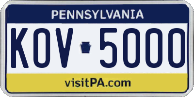PA license plate KOV5000