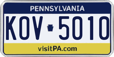 PA license plate KOV5010