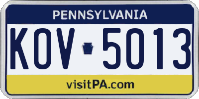 PA license plate KOV5013