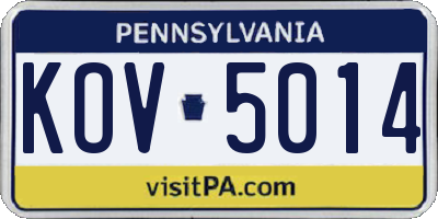PA license plate KOV5014