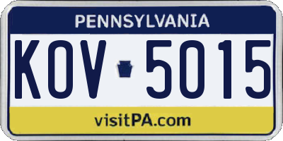PA license plate KOV5015