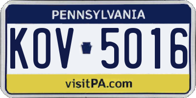 PA license plate KOV5016
