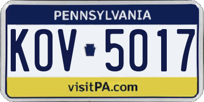 PA license plate KOV5017